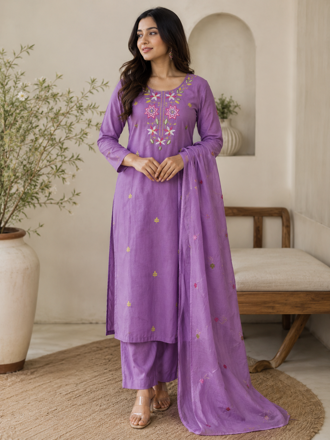 Summer Special Embroidered Cotton Kurta Set