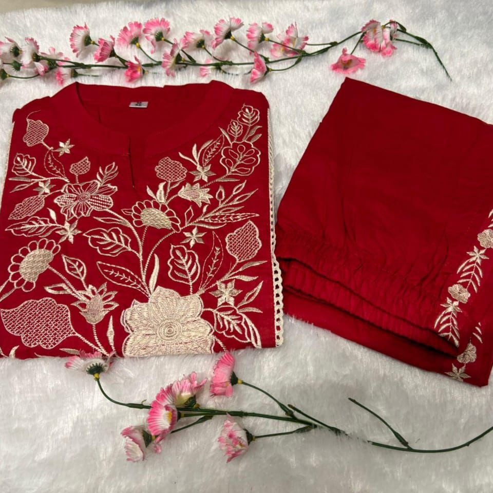 Stylish Embroidered Cotton Co-ord Set