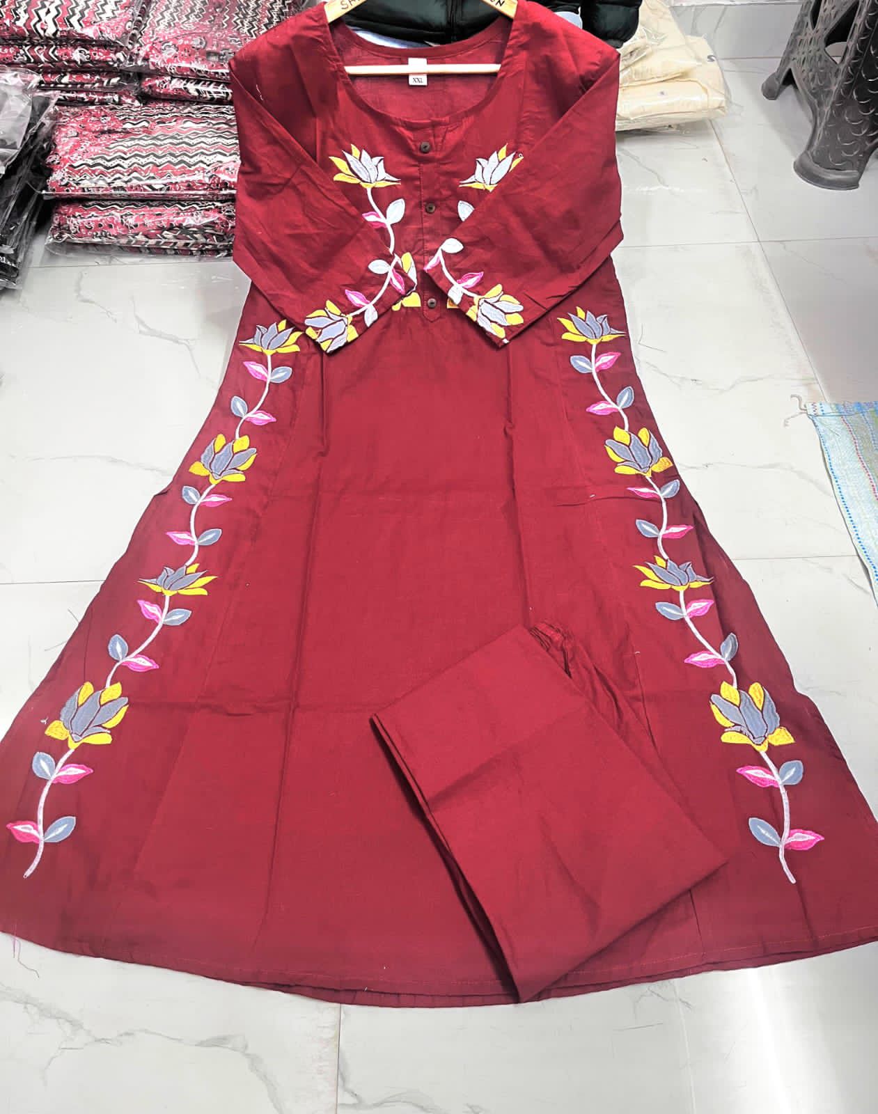 Red Elegant Heavy Embroidery Co-ord Set