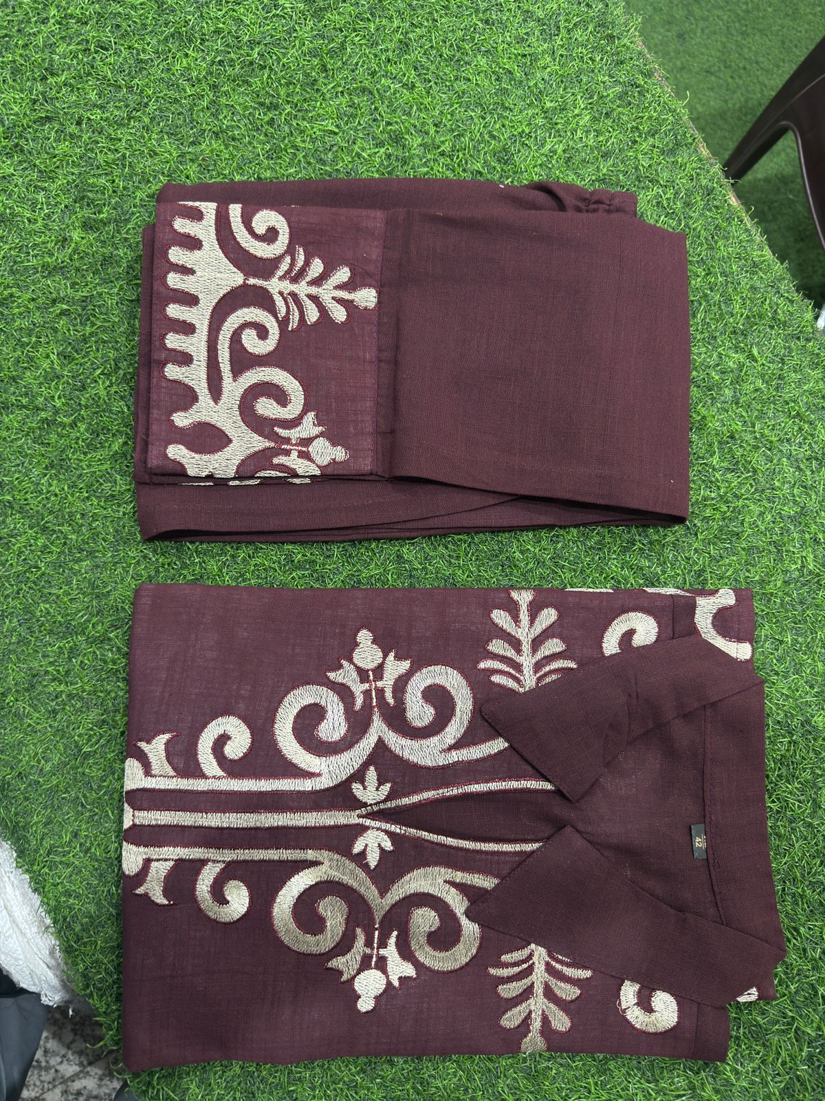 Unique Wine Embroidered Co-ord Set