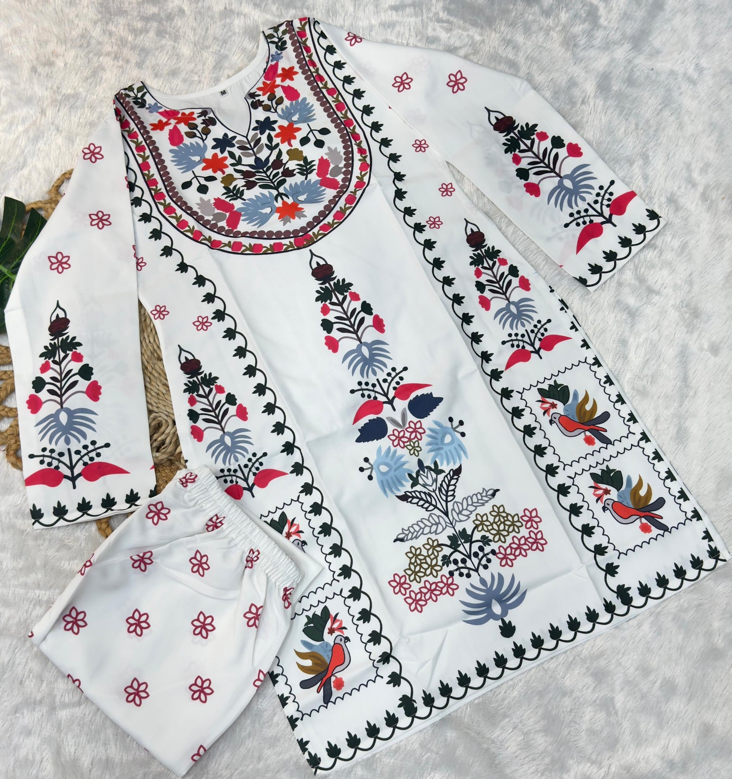 Trendy White Printed Co-ord Set