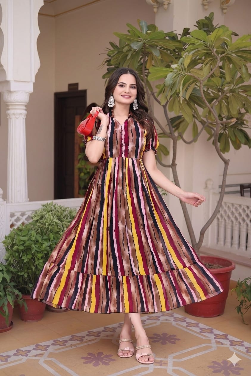 Geometrical Print Maxi Dress (3 Colours)