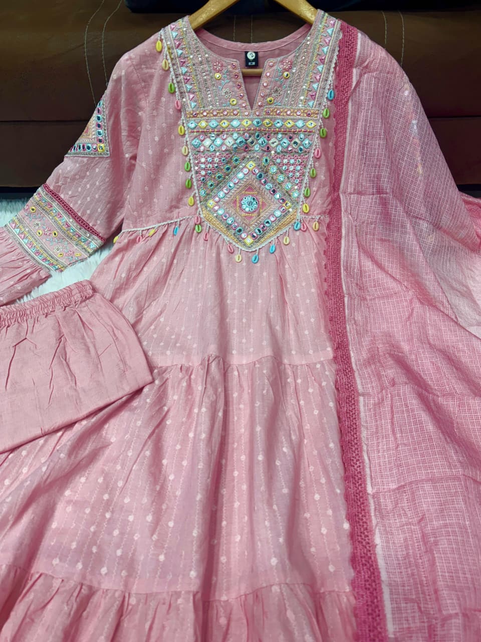 Gorgeous Kota Embroidered Kurta Set