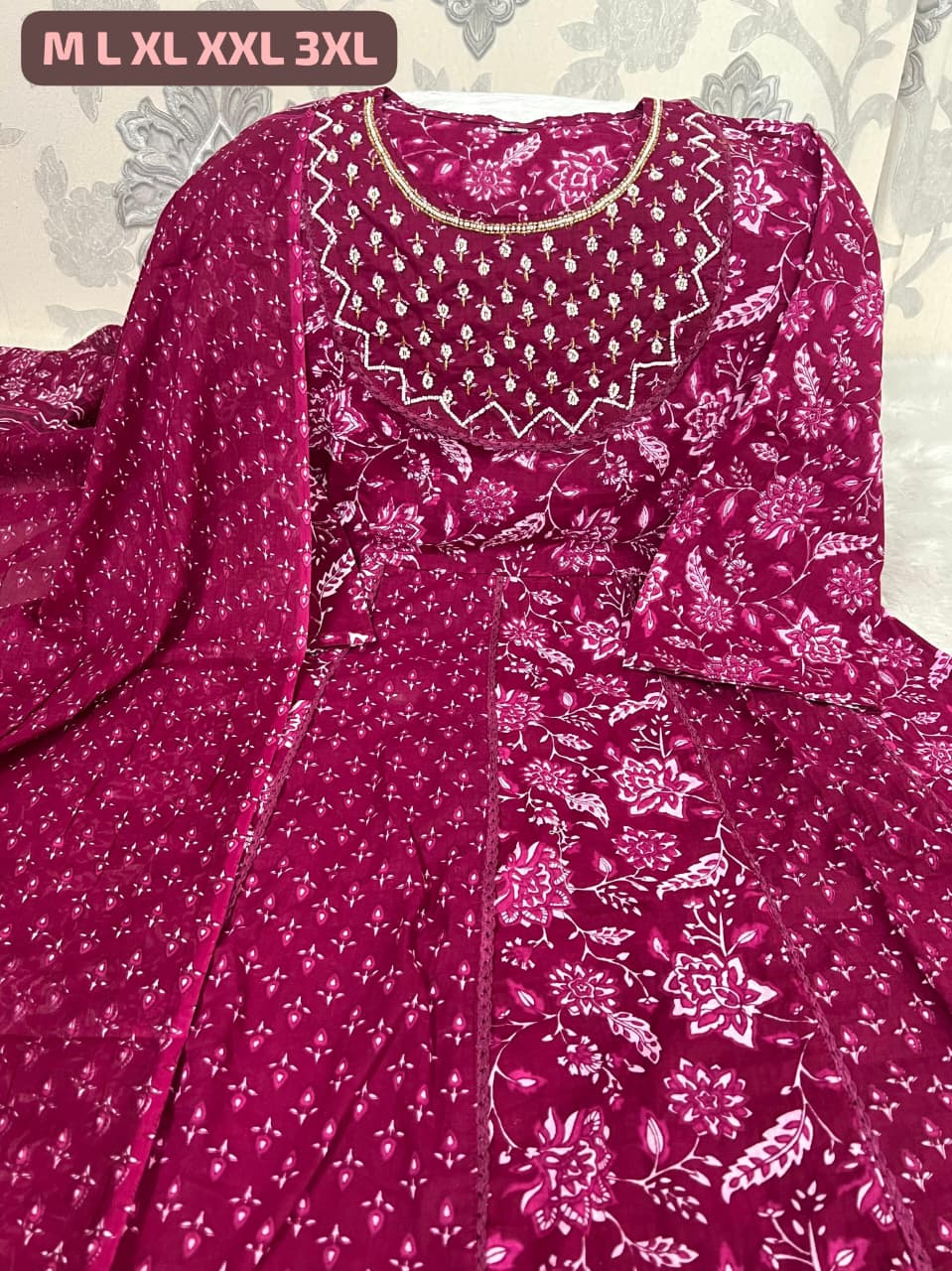 Designer Jaipuri Anarkali Cotton Kurta Set