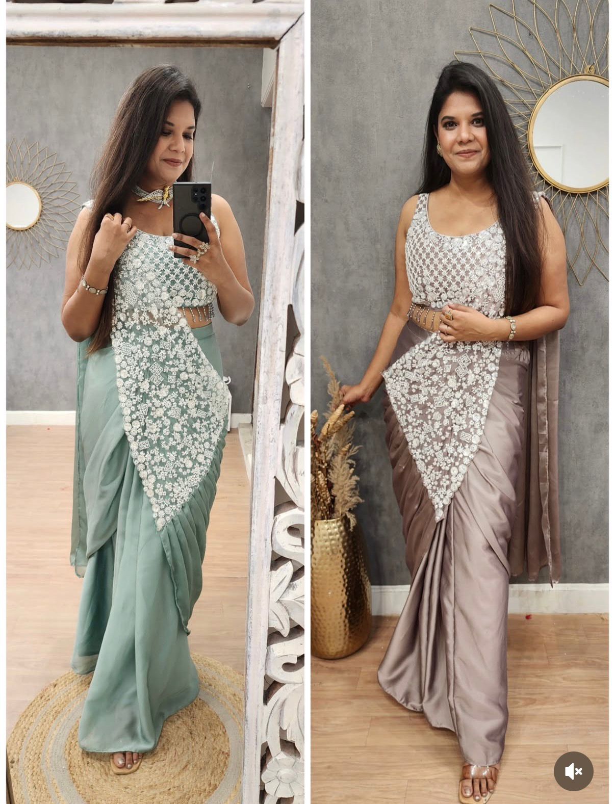 Trending Ready To Wear Chinon Saree
