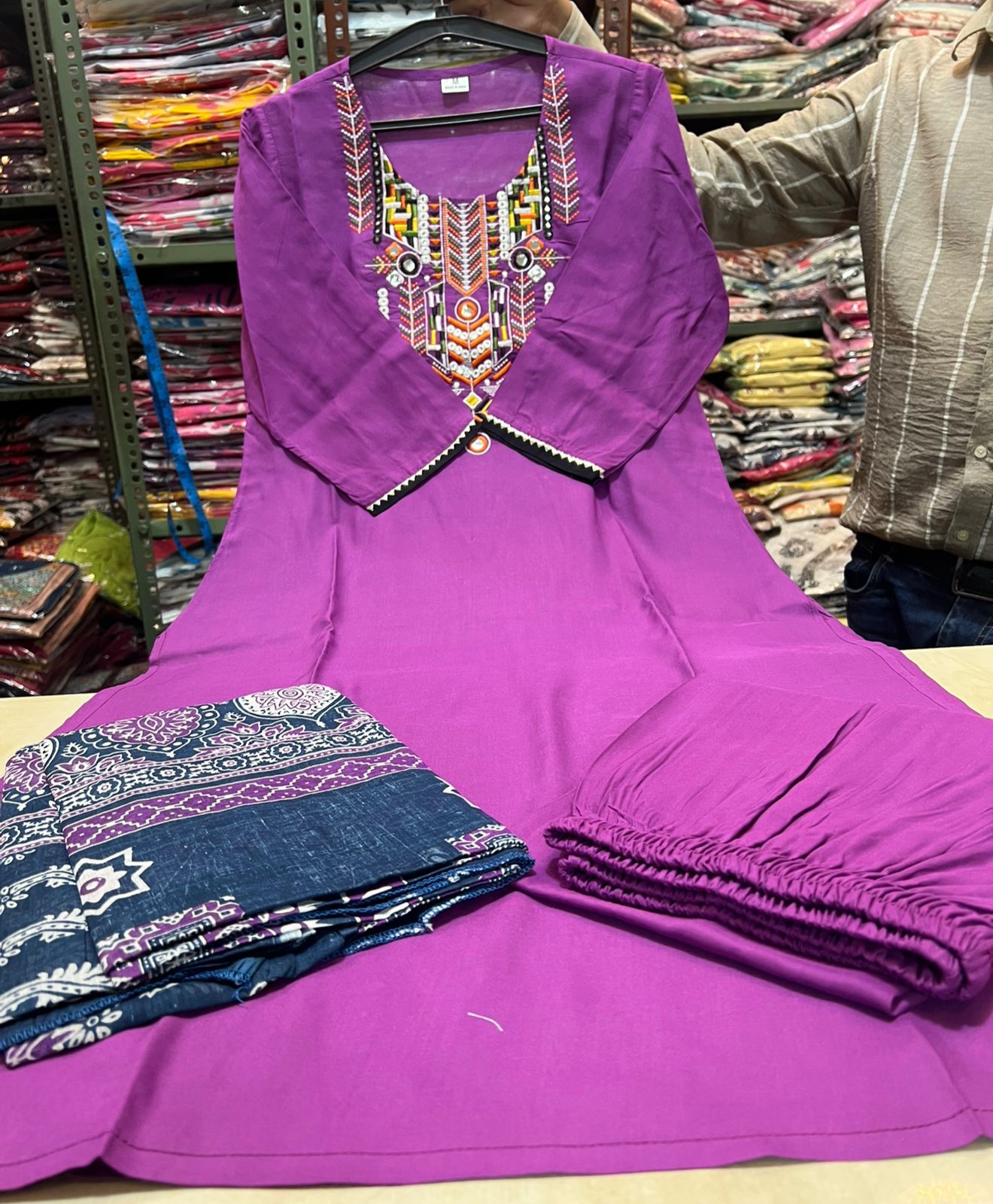 Premium Embroidered Cotton Kurta Set