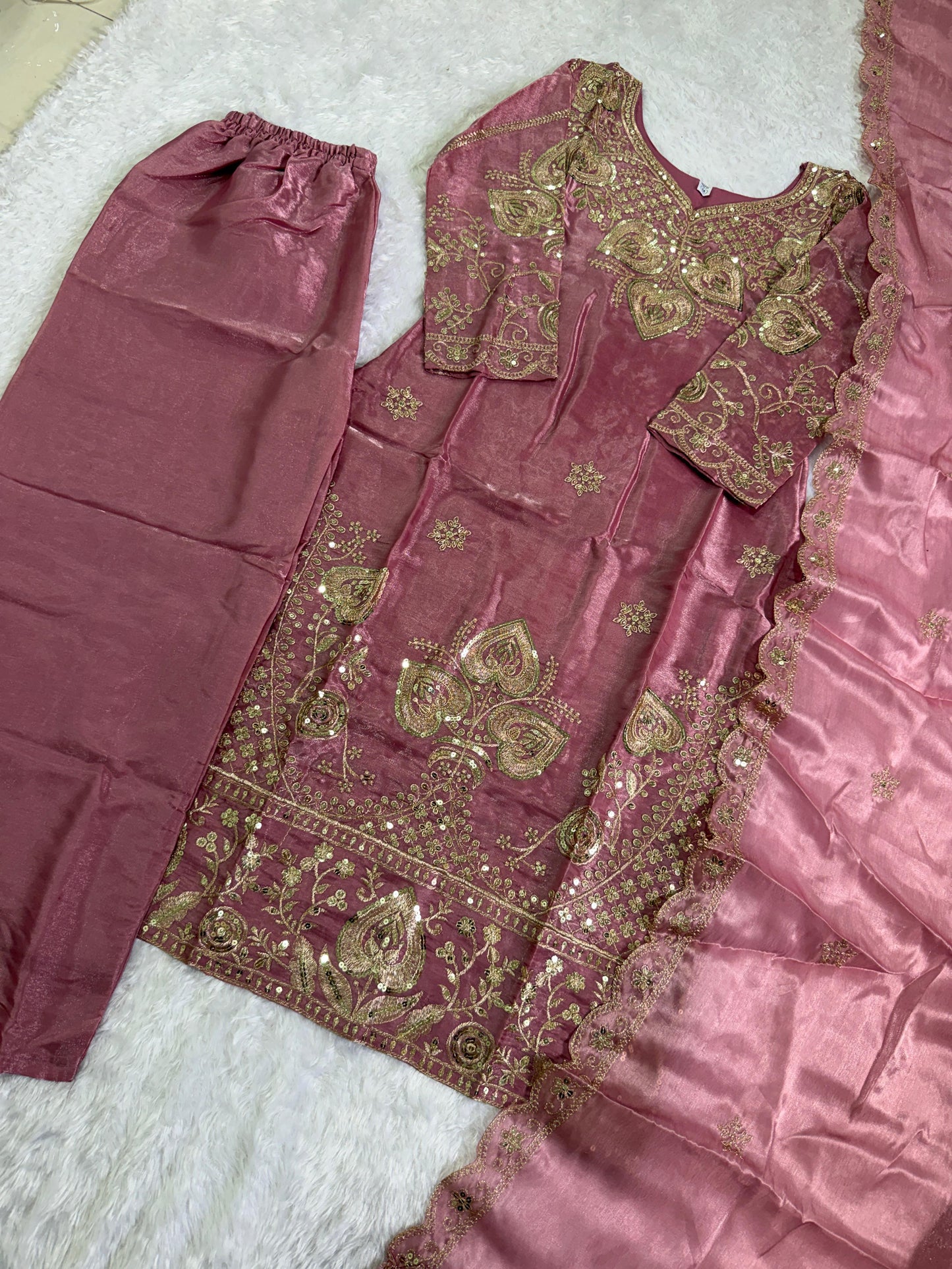 Festive Embroidered Silk 3-Piece Set