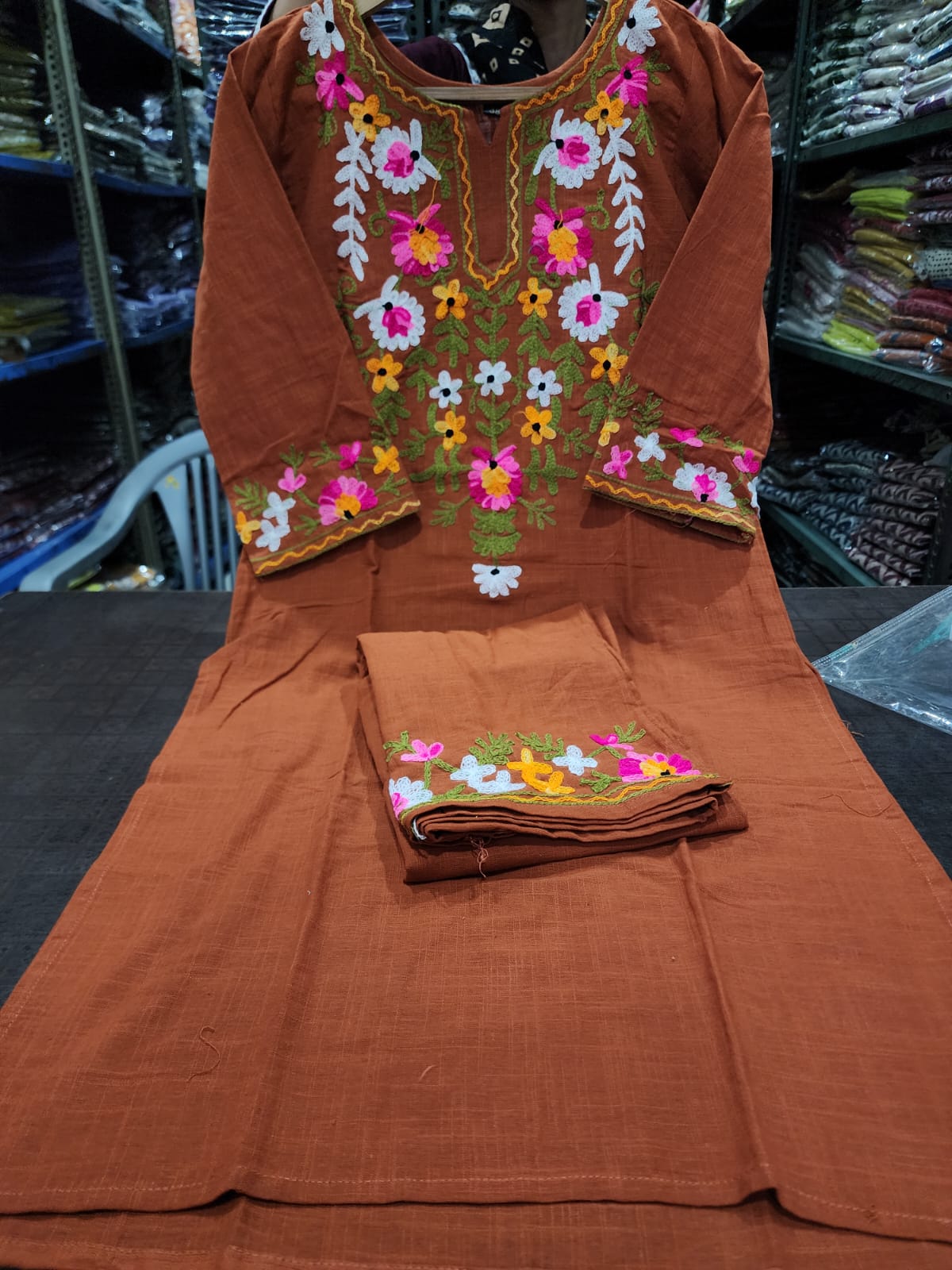 Elegant Embroidered Cotton Co-ord Set
