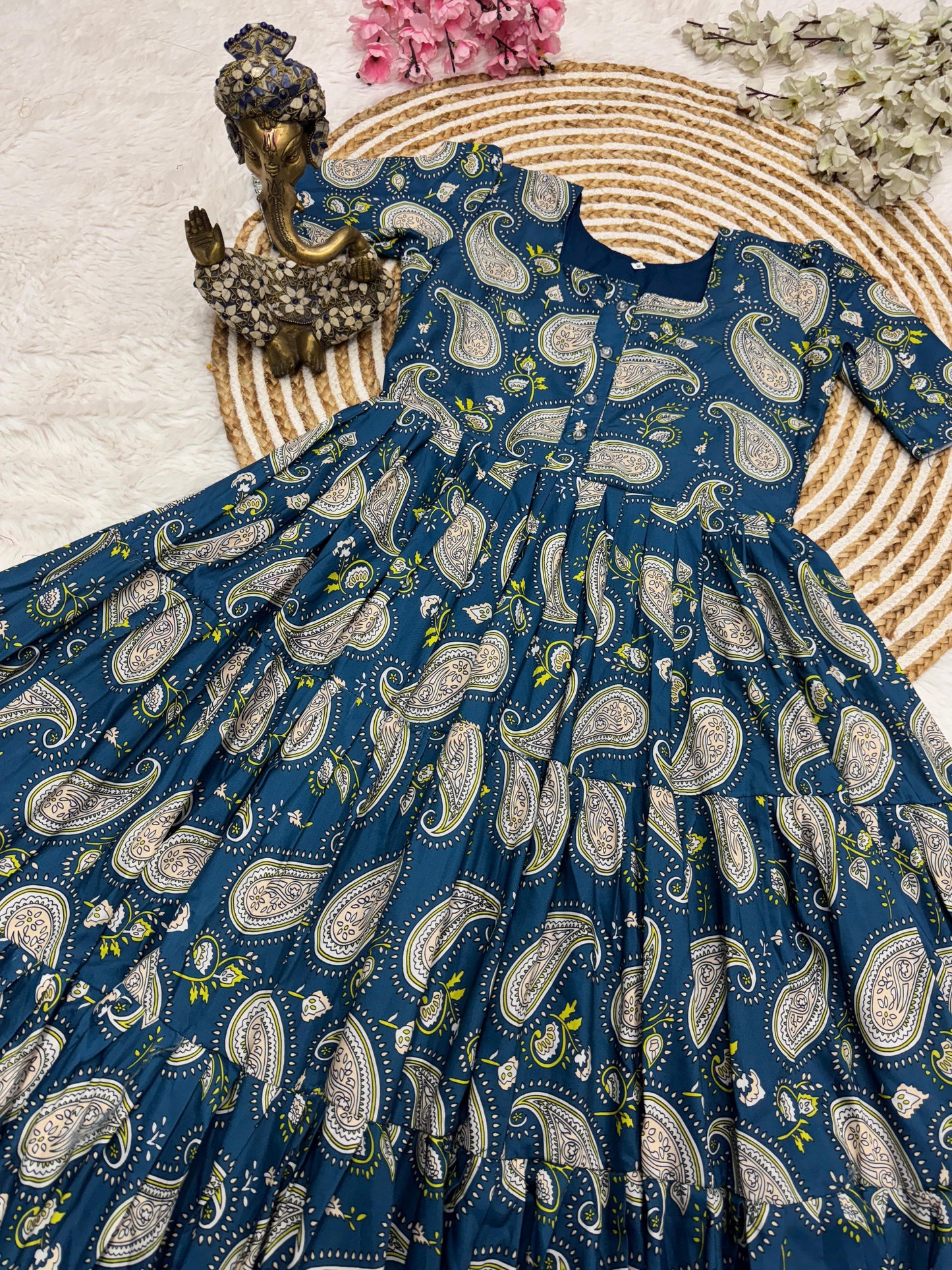 Premium Muslin Cotton Paisley Printed Dress