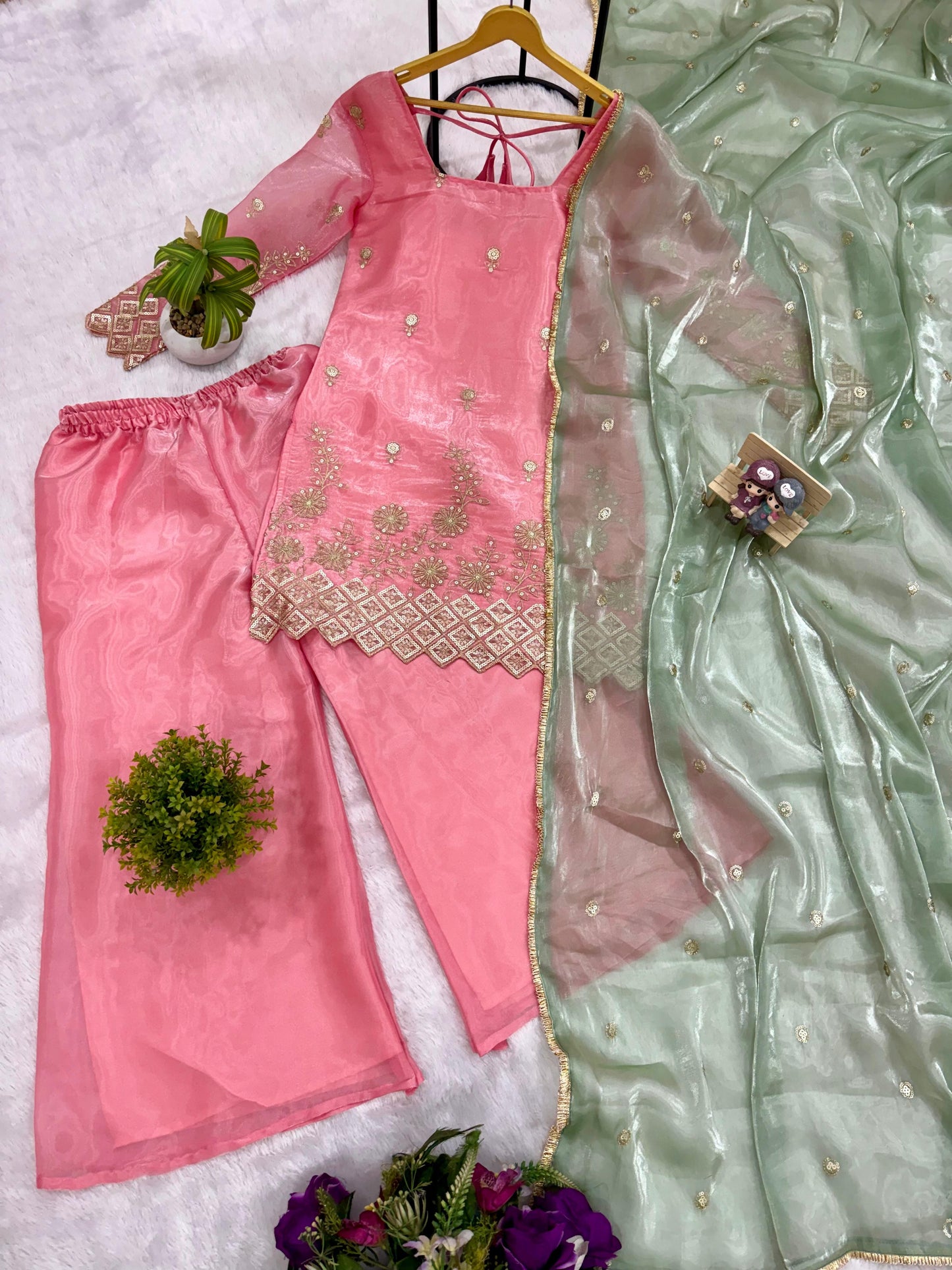 Stunning Designer Kurti, Plazo, Dupatta Set