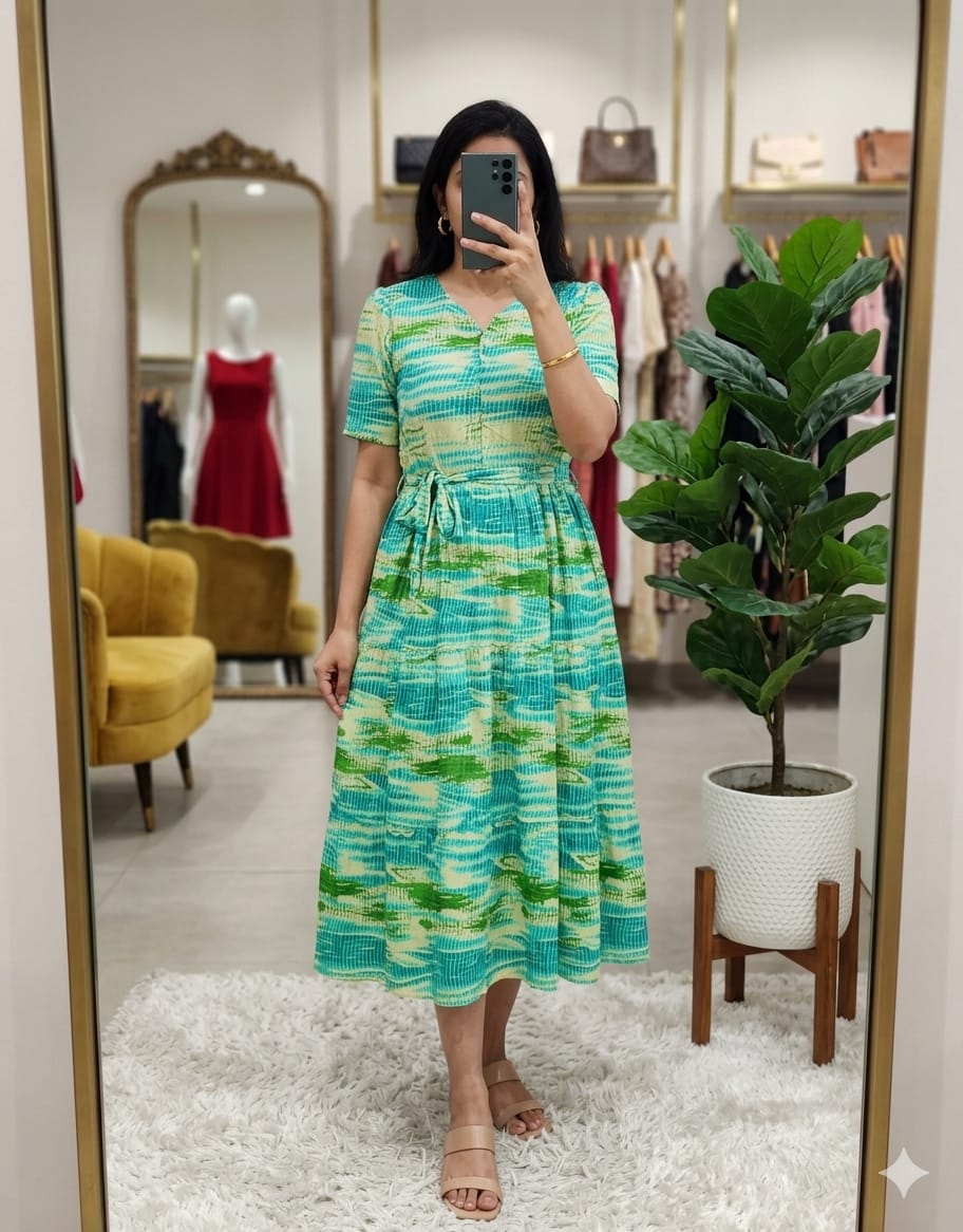 Flowy Rayon Shibori Maxi Dress