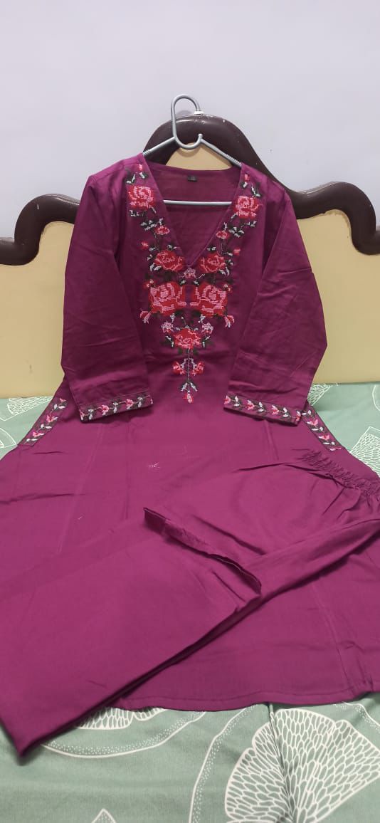 Beautiful Embroidered Cotton Co-ord Set