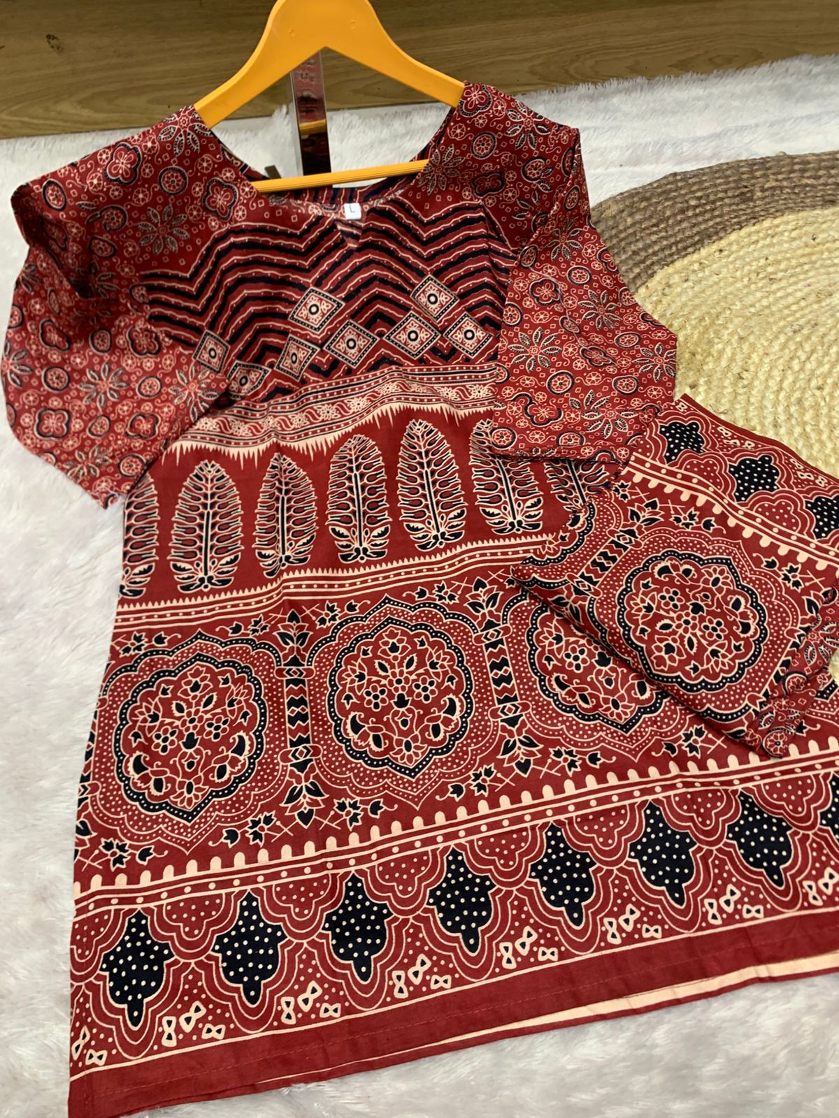 Beautiful Red Pure Cotton Cord Set