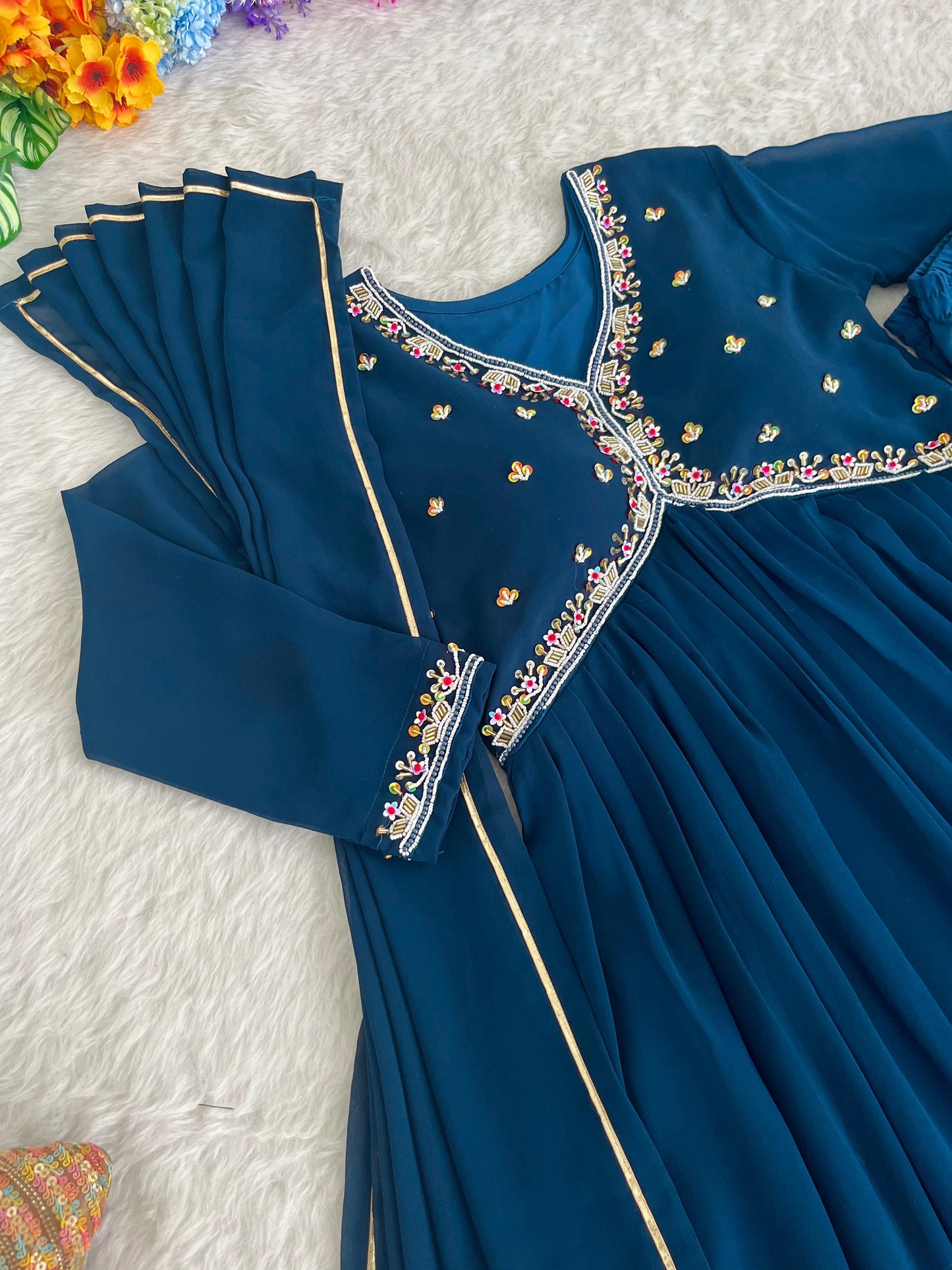 Premium Mul Chanderi Cotton Anarkali Set