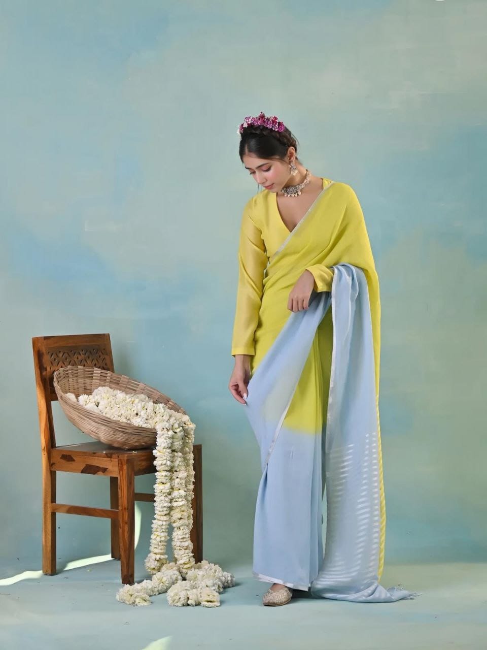 Elegant Digital Print Soft Linen Saree
