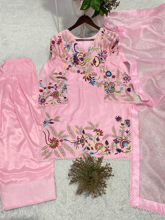 Designer Embroidered Farsi Salwaar Suit with Dupatta