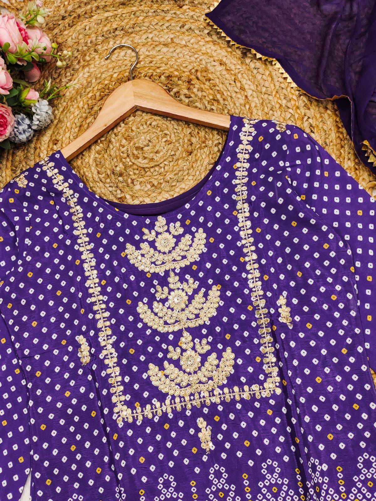 Bandhani-inspired Chinon Kurta Set