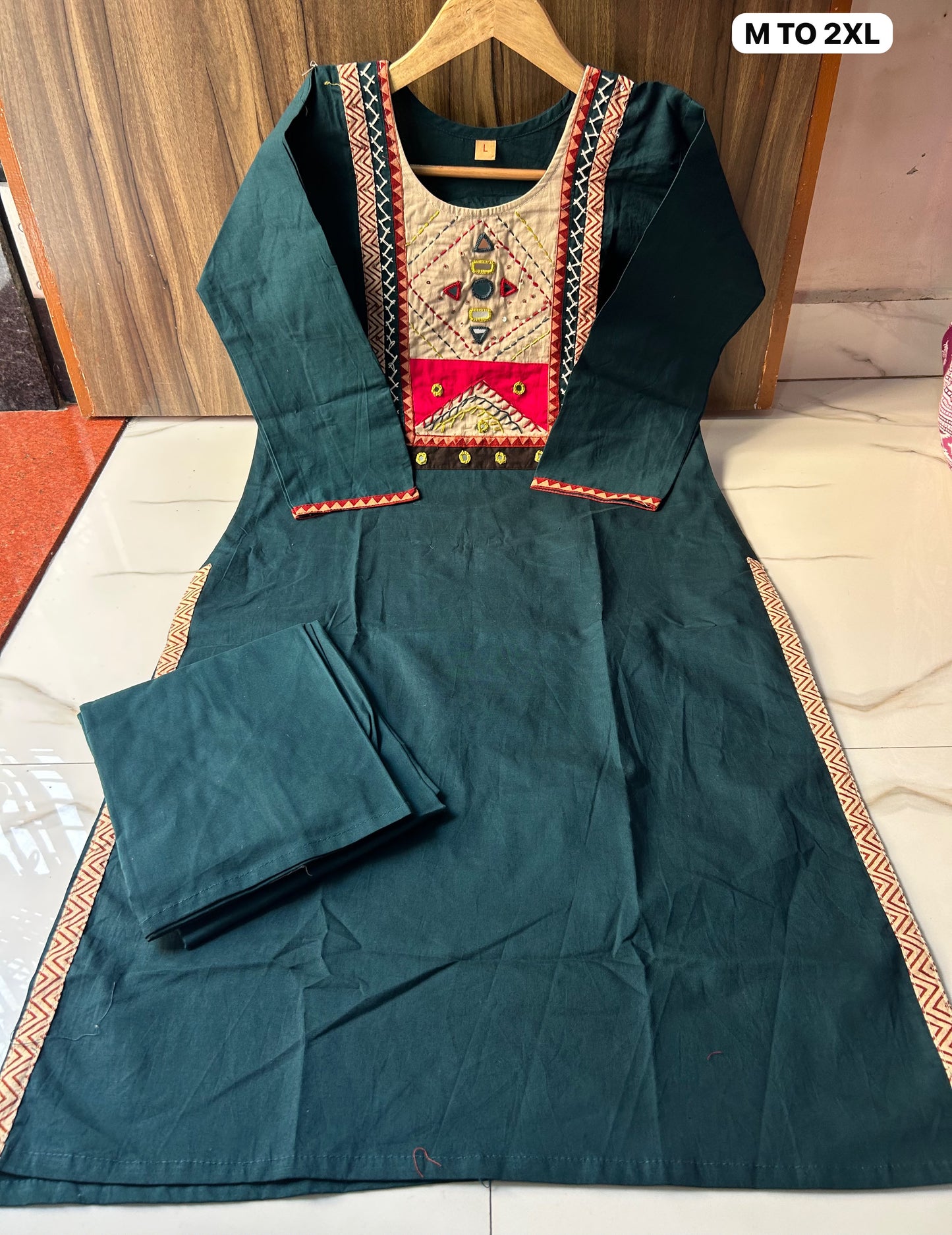 Elegant Embroidered Dhabu Cotton Co-ord Set