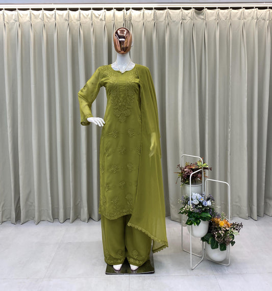 Designer Georgette Suit with Palazzo And Dupatta