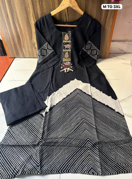 Beautiful Embroidered Kurti And Plazo Co-Ord Set