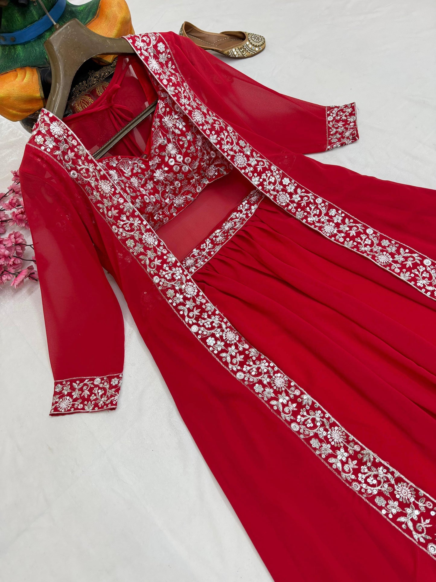 Premium Mustard Yellow Indo-Western Lehenga Choli Set