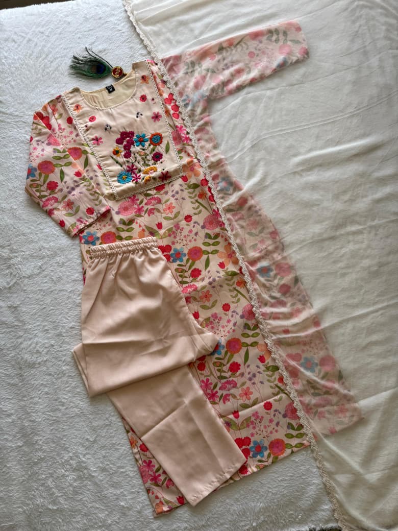 Designer Off-White Linen Cotton Kurta Set