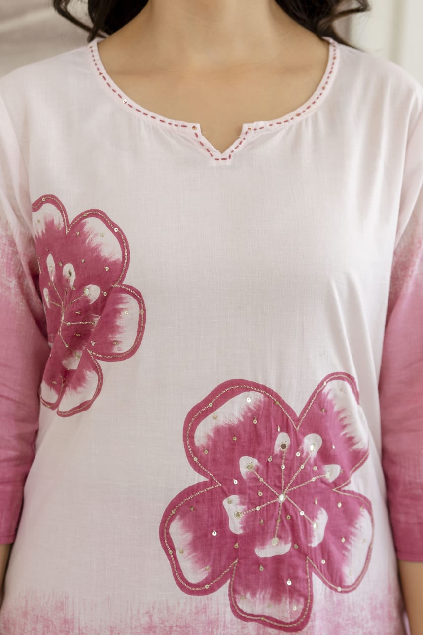 Stylish Tie-Dye Print Cotton Kurta Set