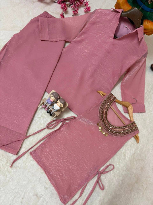 Viral 3-Piece Kurti, Koti And Plazzo Co-ord Set
