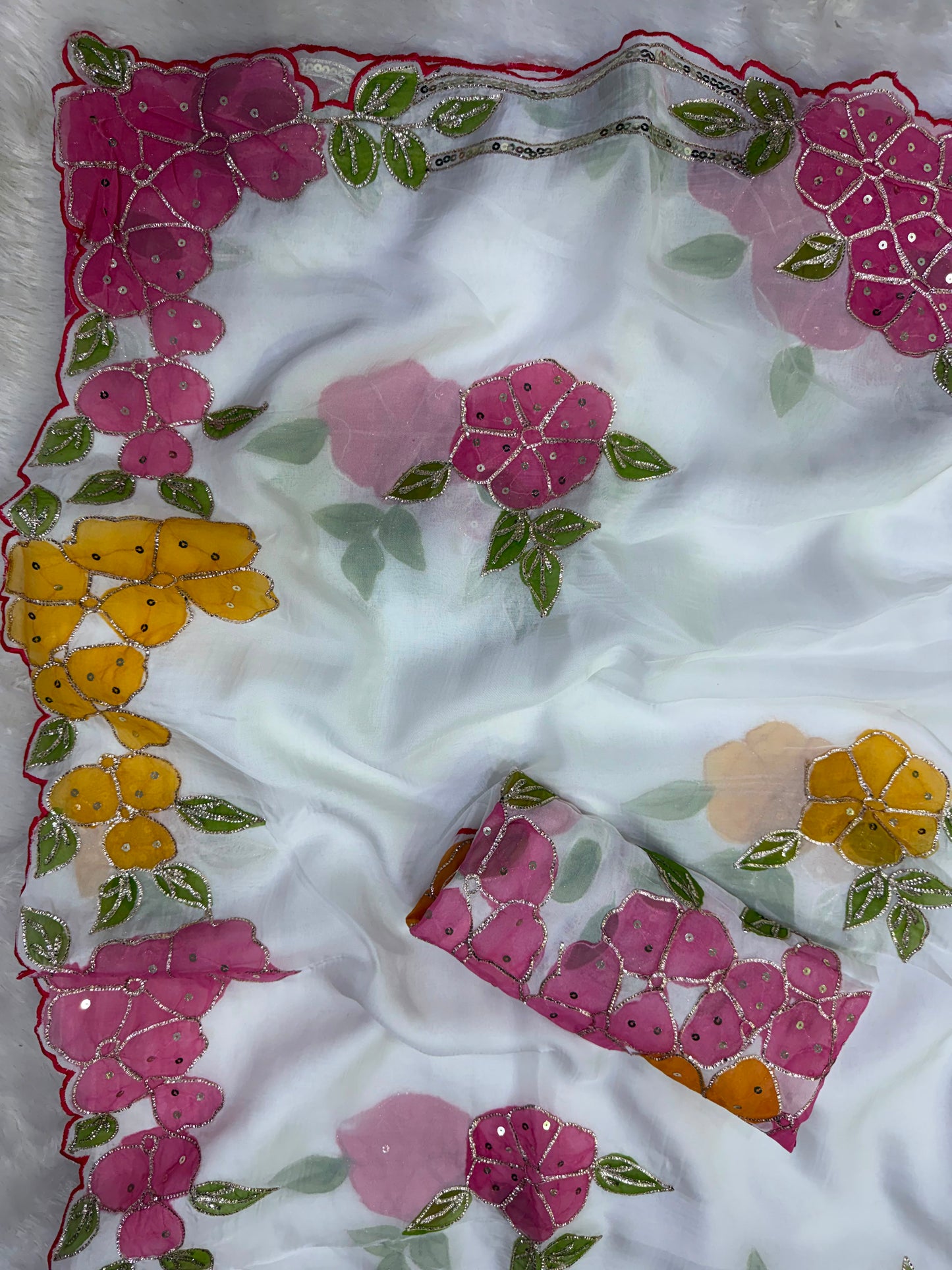 Stunning Floral Soft Tebby Silk Saree