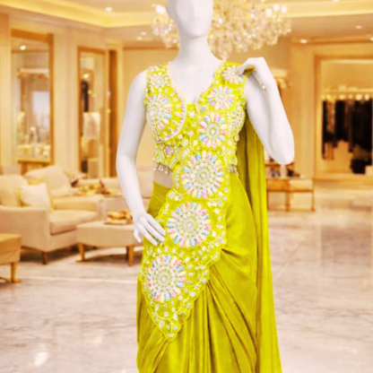 Trending Ready To Wear Yellow Saree