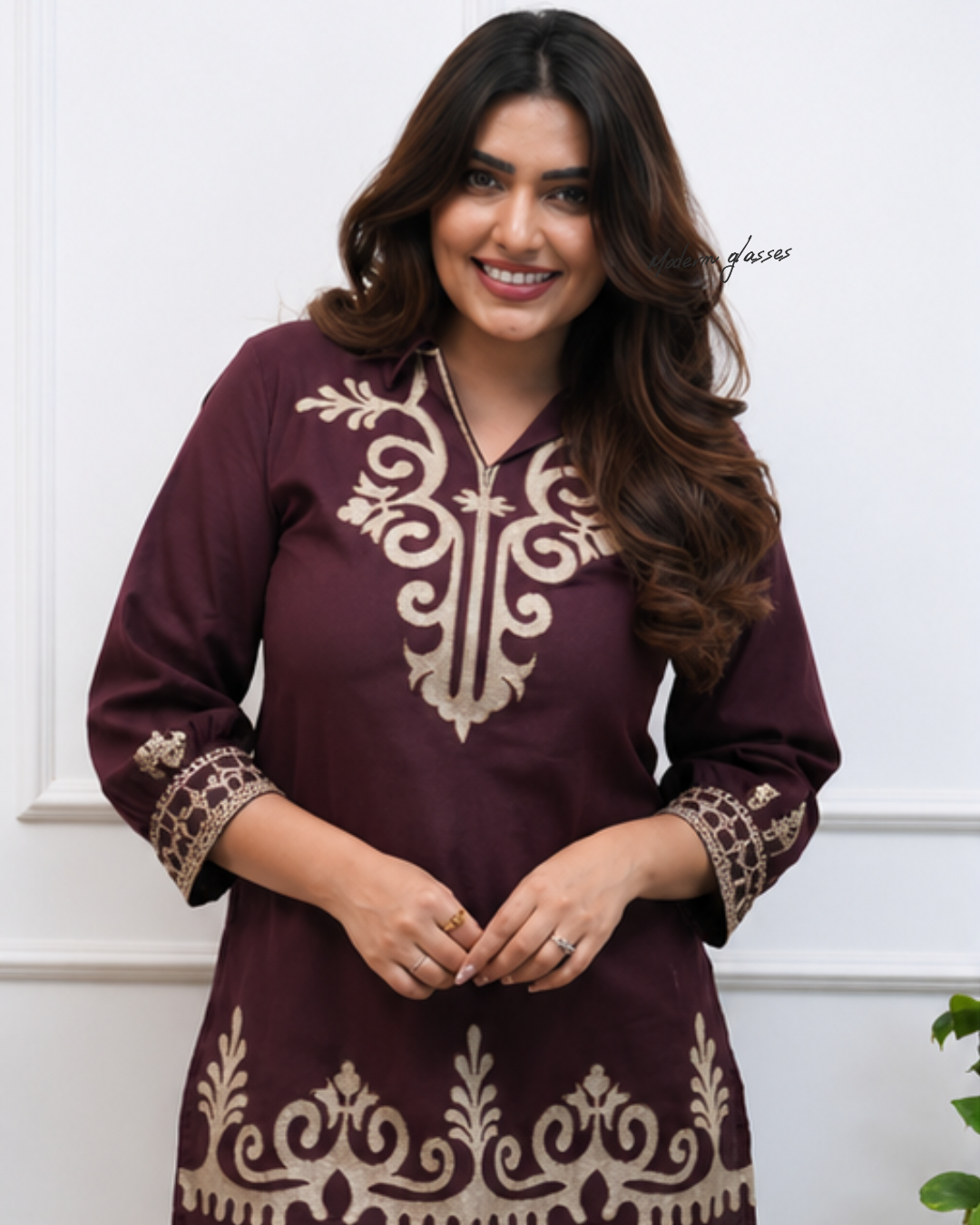 Unique Wine Embroidered Co-ord Set