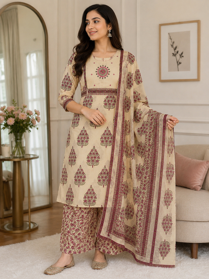 Premium Printed Pure Mul Cotton Kurta Set