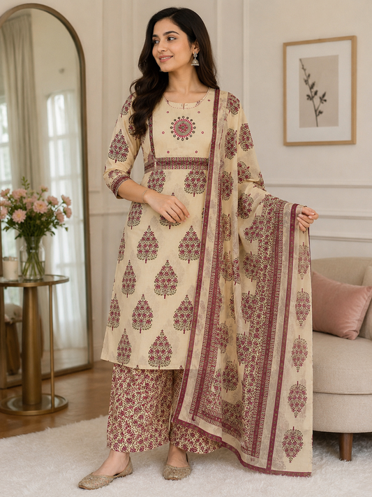 Premium Printed Pure Mul Cotton Kurta Set
