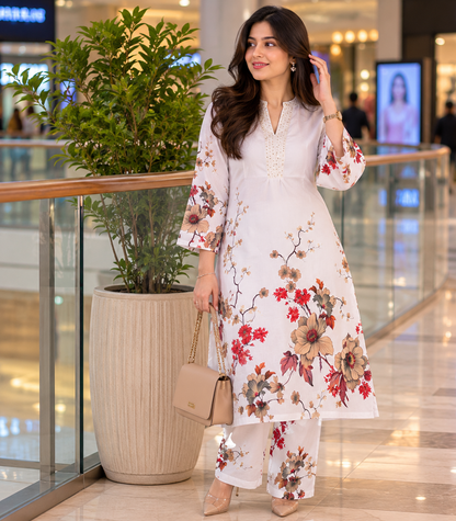 Premium Printed Linen Cotton Co-Ord Set