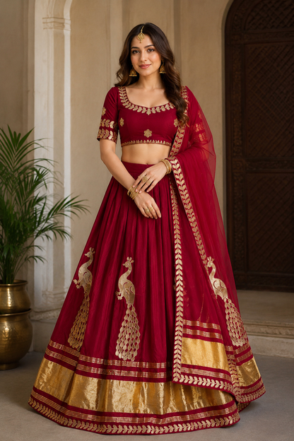 Stunning Modal Gajji Silk Lehenga Set