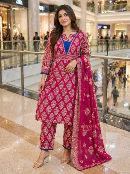 Summer Stylish 3-piece Cotton Kurta Set