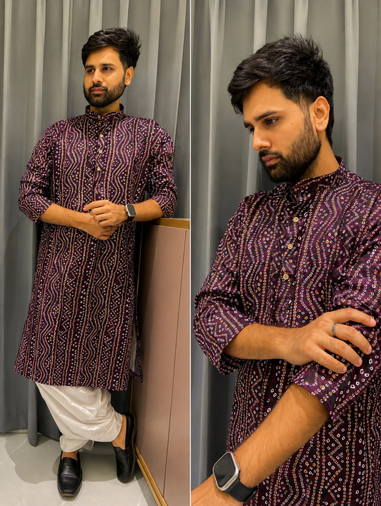 Festive Men’s Bandhani Print Kurta