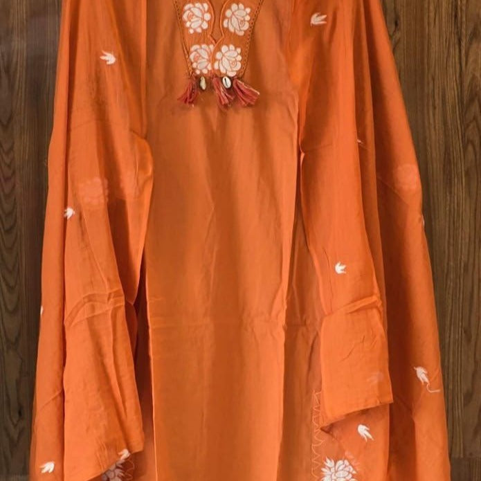 Elegant Rust 3-Piece Cotton Kurta Set