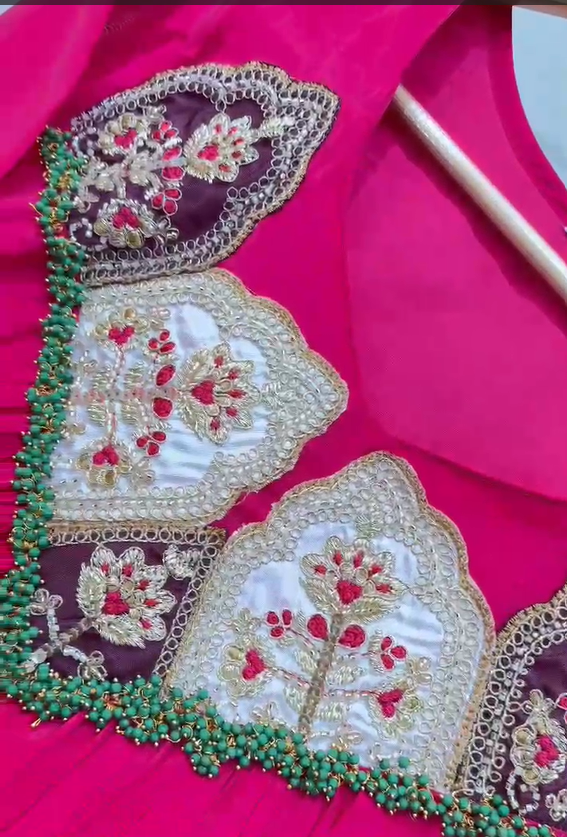 Exclusive Hand Work Mul Chanderi Gown Set