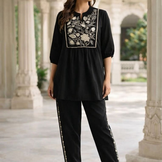 Stylish Embroidered Cotton Co-ord Set