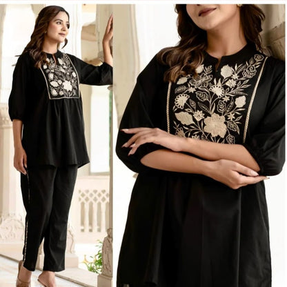 Stylish Embroidered Cotton Co-ord Set