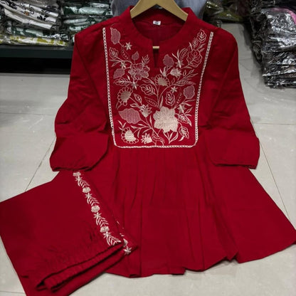 Stylish Embroidered Cotton Co-ord Set