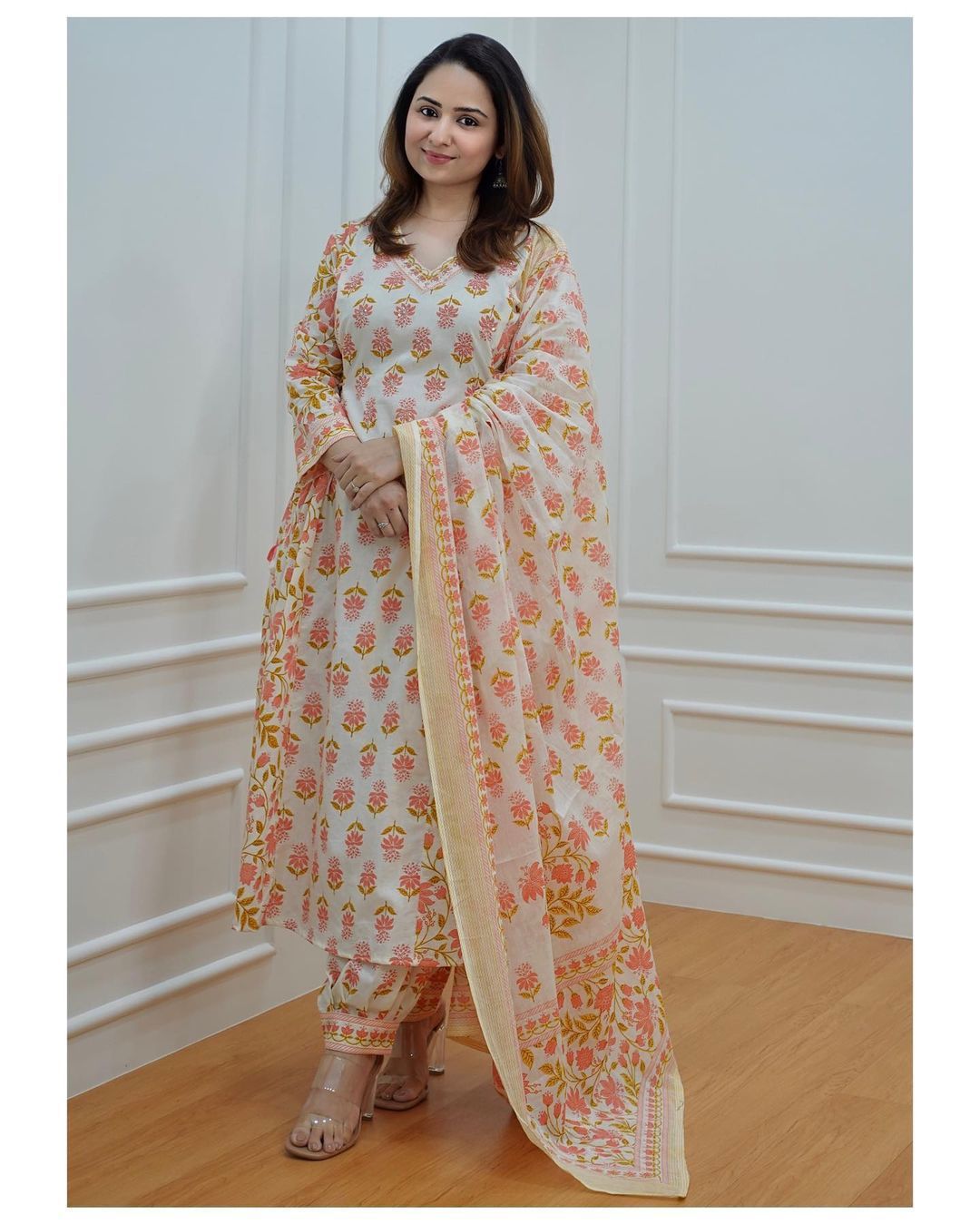 Beautiful Floral Afghani Cotton Kurta Set