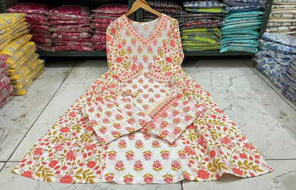 Beautiful Floral Afghani Cotton Kurta Set