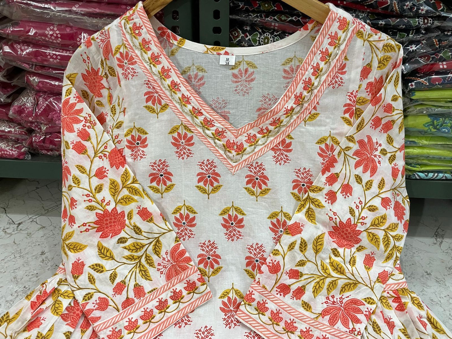 Beautiful Floral Afghani Cotton Kurta Set