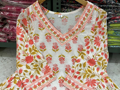 Beautiful Floral Afghani Cotton Kurta Set