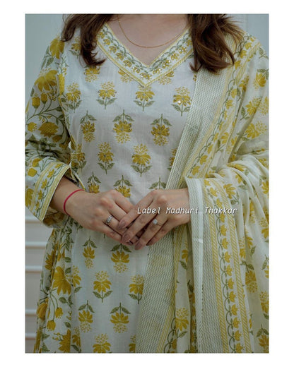 Beautiful Floral Afghani Cotton Kurta Set