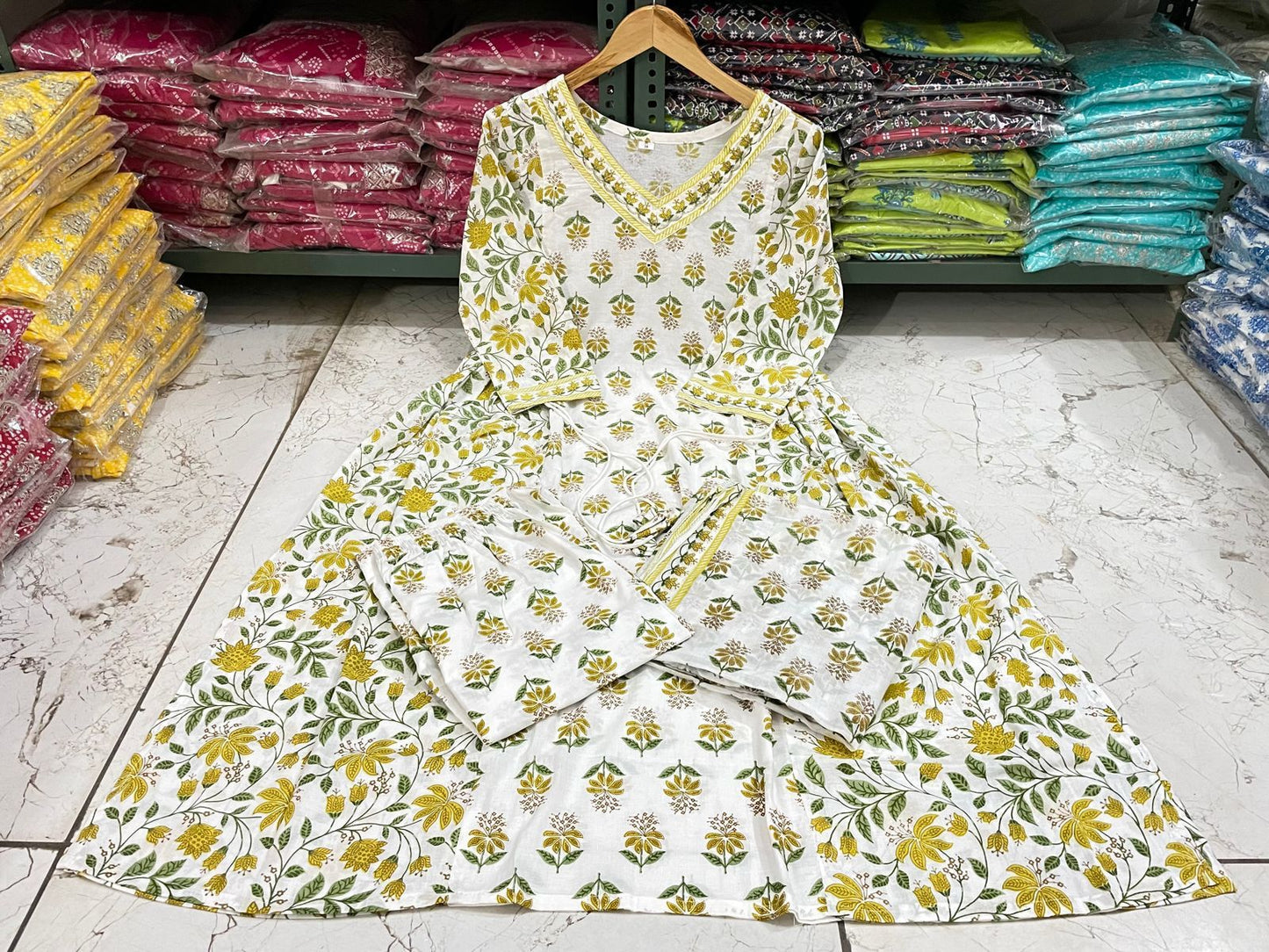 Beautiful Floral Afghani Cotton Kurta Set