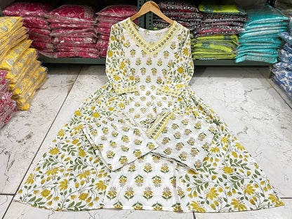 Beautiful Floral Afghani Cotton Kurta Set
