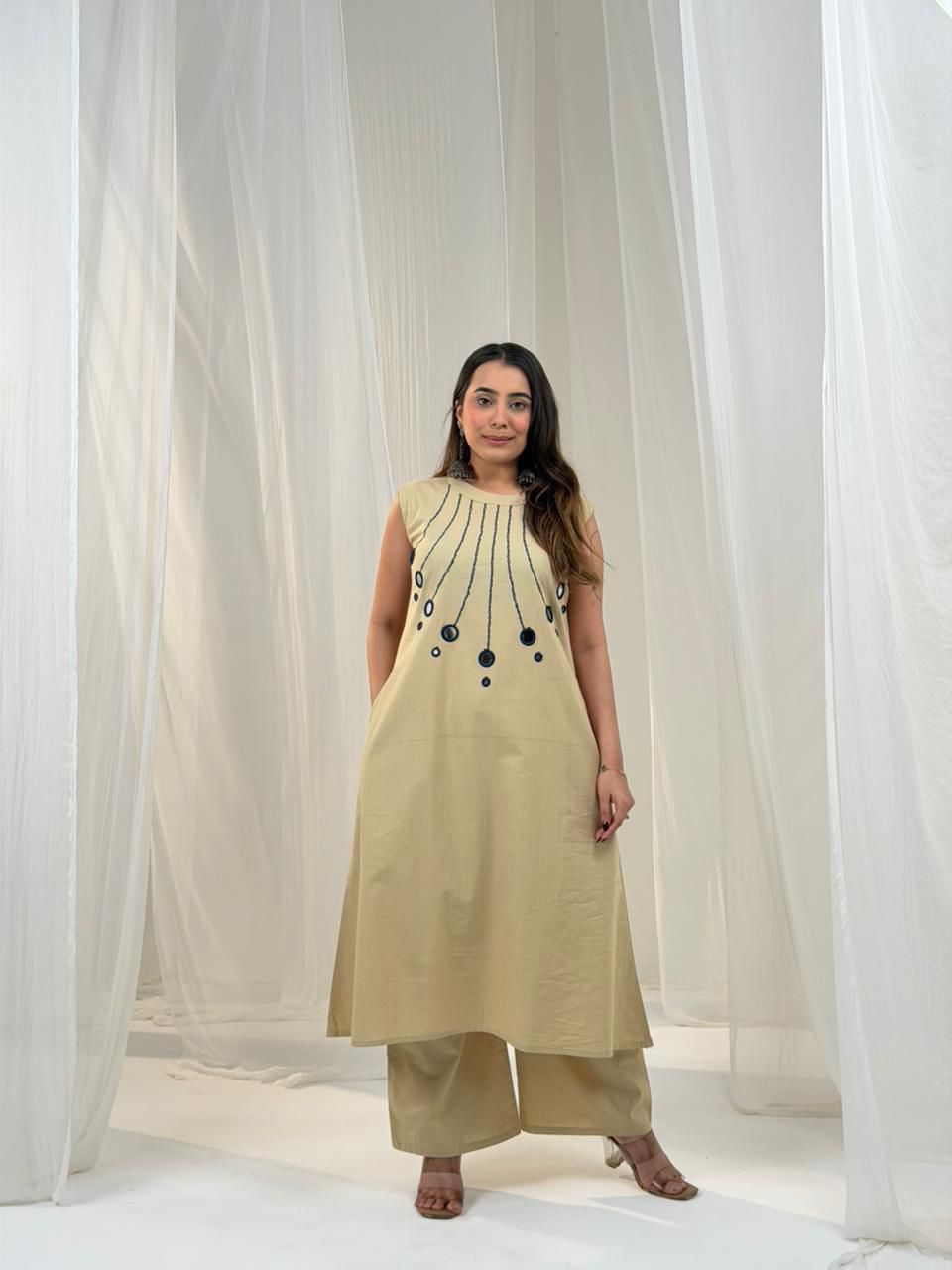 Halter Neck Mirror Cotton Co-ord Set